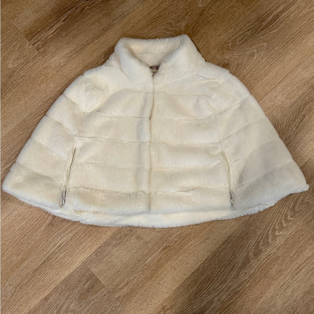 BCBG Elegant White Faux Fur Cape